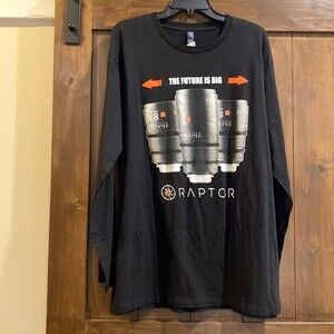 328) Raptor Black Men's Sz. XL Long Sleeve T-shirt Camera Lens Photography NWT